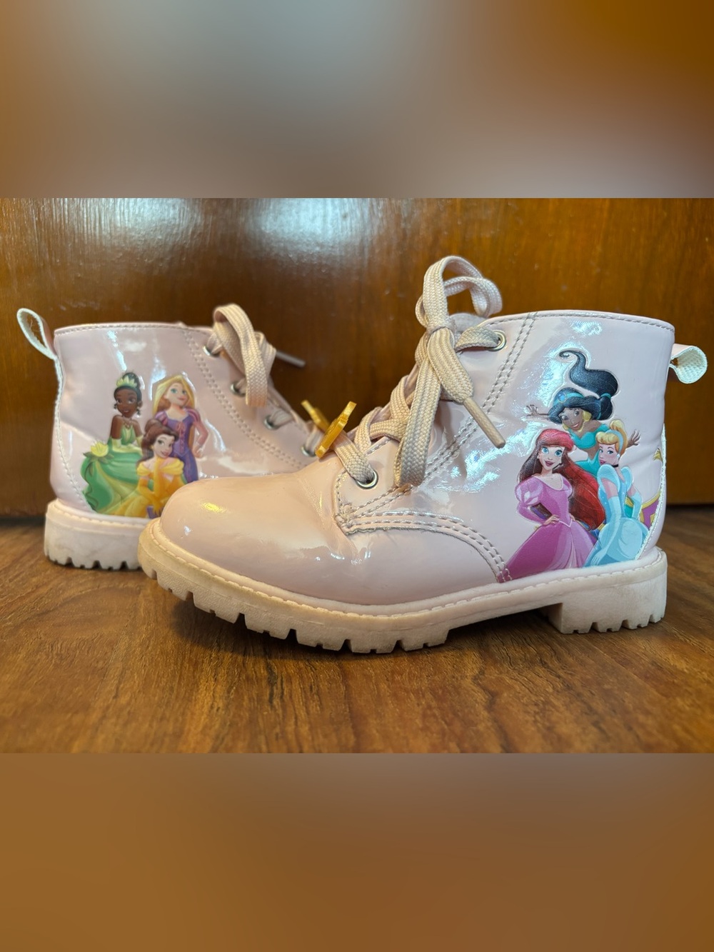 Disney Princess girls Pink Patent Lace-Up Boots